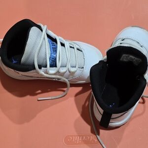 Jordan Kids White and Black Sneakers with Blue Highlights